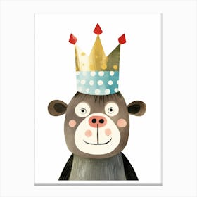 Little Chimpanzee 2 Wearing A Crown Canvas Print