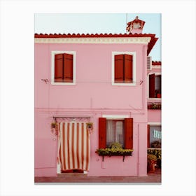 Pink House In Burano, Italy Canvas Print