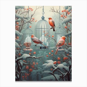 Birdcage In The Winter Forest 1 Canvas Print