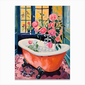 A Bathtube Full Of Rose In A Bathroom 2 Canvas Print