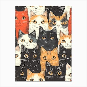 Perfectly Repeatable Artwork With Cute Cat Faces 43 Canvas Print