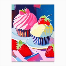 Strawberry Cupcakes, Dessert, Food Abstract Still Life 2 Canvas Print