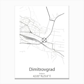 Dimitrovgrad,Bulgaria Minimalist Map Canvas Print