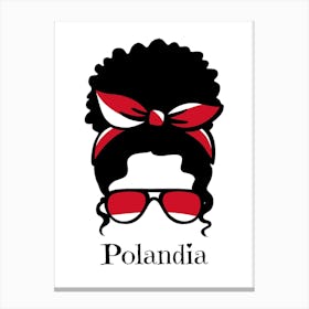 Cute Women Style Wearing Polandia Flag Glasses Canvas Print