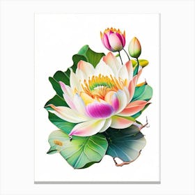 Lotus Flower In Garden Decoupage 5 Canvas Print