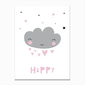 Scandi Happy Grey Cloud Canvas Print