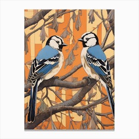 Art Nouveau Birds Poster Blue Jay 1 Canvas Print