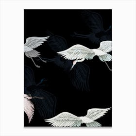 Japanese Cranes Vintage Artwork Chinoiserie Canvas Print