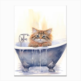 Laperm Cat In Bathtub Bathroom 2 Canvas Print