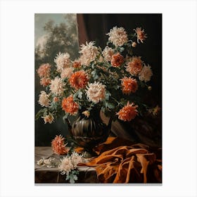 Baroque Floral Still Life Chrysanthemums 3 Canvas Print