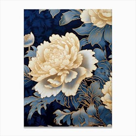 white flower wih blue leaves Canvas Print