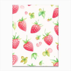 Strawberry Repeat Pattern, Fruit, Gouache 1 Canvas Print
