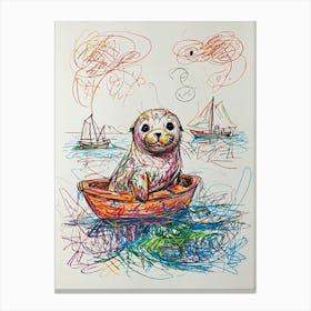 Seal In Boat Canvas Print