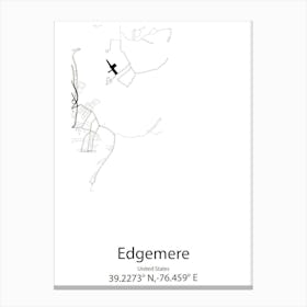 Edgemere,United States Minimalist Map Canvas Print