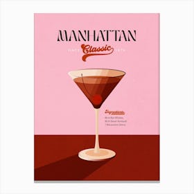Minimal Manhattan Classic Cocktail - retro Pink and Brown Canvas Print
