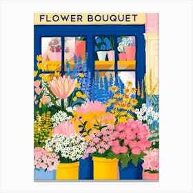 Flower Bouquet Shop. Gouache Travel Illustration Canvas Print