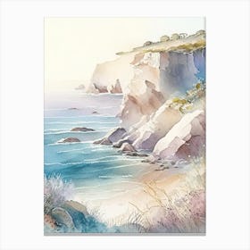 Coastal Cliffs And Rocky Shores Waterscape Gouache 1 Canvas Print