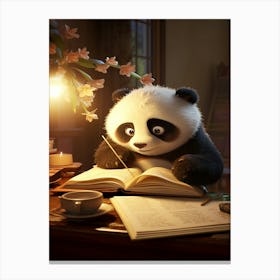 Adorable Panda's Learning Adventure Print Canvas Print