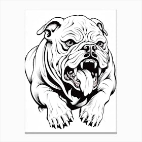 Bulldog Dog, Line Drawing 4 Canvas Print