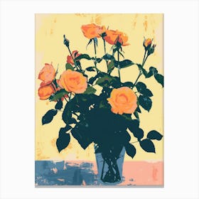 Rose Flowers On A Table   Contemporary Illustration 2 Canvas Print