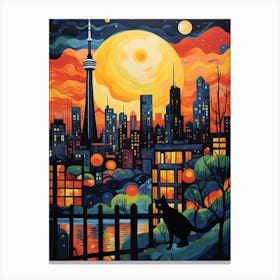 Toronto, Canada Skyline With A Cat 0 Canvas Print