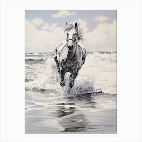 A Horse Oil Painting In Seven Mile Beach, Grand Cayman, Portrait 2 Canvas Print