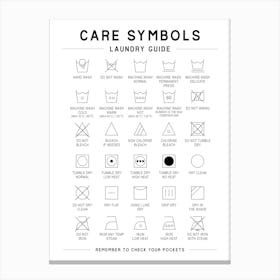 Laundry Care Symbols Guide Canvas Print