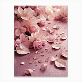 Pink Flowers On A Pink Background Canvas Print