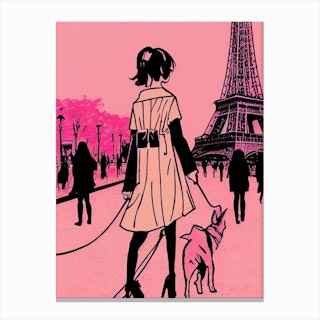Eiffel Tower In Pink Canvas Print