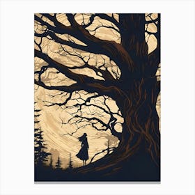 Woman Under A Ancient Tree Canvas Print