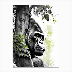 Gorilla In Tree Gorillas Graffiti Style 1 Canvas Print