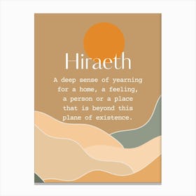 Welsh Hiraeth Orange Sunset Canvas Print