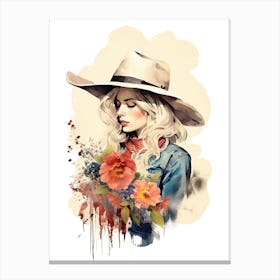 Cute Cowgirl Watercolour 3 Canvas Print