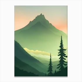 Misty Mountains Vertical Composition In Green Tone 3 Canvas Print