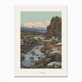 Vintage Winter Poster Iceland 2 Canvas Print