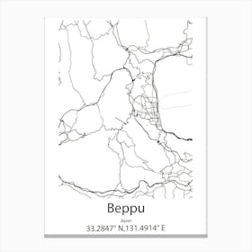 Beppu,Japan Minimalist Map Leinwandbild