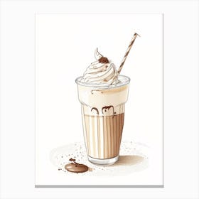 Coffee Milkshake Dairy Food Pencil Illustration Canvas Print