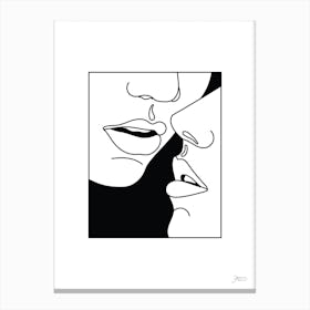 Kiss Me In Black And White Canvas Print