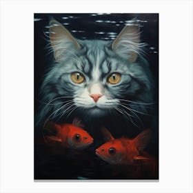 Cat And Koi Canvas Print