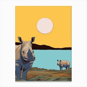 Two Rhinos In The Sun 1 Canvas Print