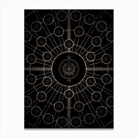 Geometric Glyph Radial Array in Glitter Gold on Black n.0050 Canvas Print