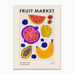 Fruit Market Colorful Abstract Kitchen Art 5 Canvas Print