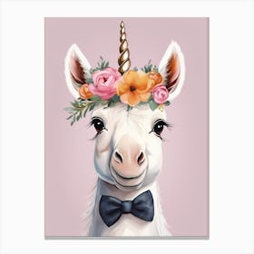 Baby Unicorn Flower Crown Bowties Woodland Animal Nursery Decor (9) Canvas Print
