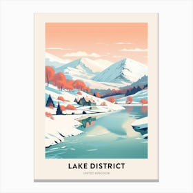 Vintage Winter Travel Poster Lake District United Kingdom 3 Canvas Print