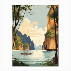 Vintage Retro Print Of Maya Bay, Koh Phi Phi Thailand 1 Canvas Print