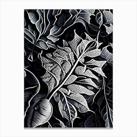 Blueberry Leaf Linocut 1 Canvas Print