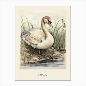 Beatrix Potter Inspired  Animal Watercolour Swan 3 Canvas Print