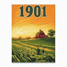 Aihrgdesign A Retro Poster Of A Peaceful 1901 Countryside Wit 7c70ddba 12d6 4c72 9d59 052e57826580 2 Canvas Print