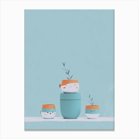 Kawaii Pots Canvas Print