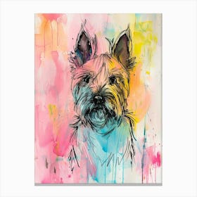 Pastel Silky Terrier Dog Pastel Line Illustration  3 Canvas Print